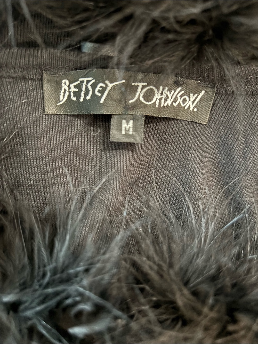 Betsey Johnson Black Feather-Trimmed Cropped Top - Picture 10 of 10